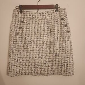 J. Crew A-Line Tweed Skirt in Cream and Black